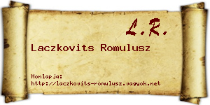 Laczkovits Romulusz névjegykártya